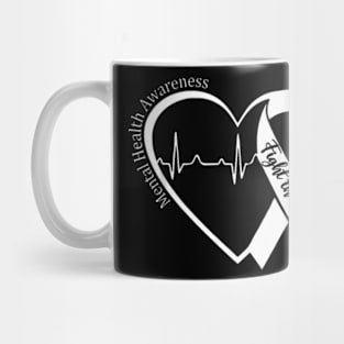 Mental Health Awareness Heart Fight The Stigma Green Ribbon Mug